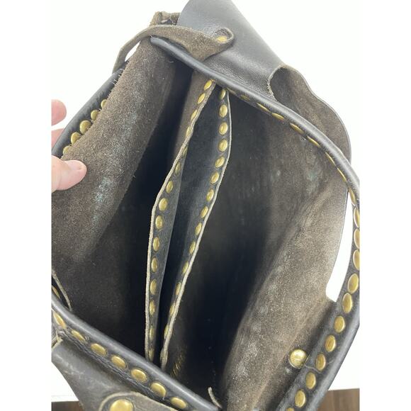 Paolo Angelucci Leather Black Brass Hardwear Studded Tote Bag Retail $400.00 - Picture 11 of 16